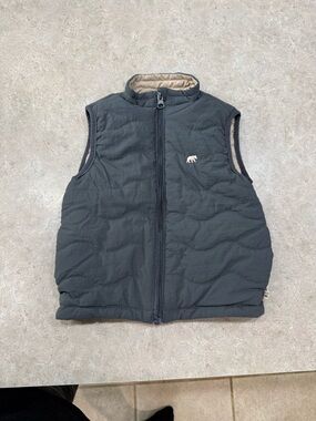 BearPaw Toddler Quilted Vest in Charcoal and Tan